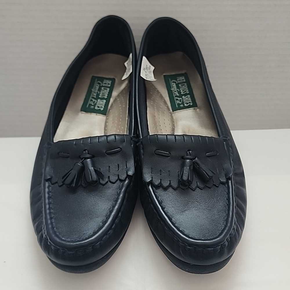 Red Cross Comfort Fit Women Black Loafer Cushion Insole Leather Upper Sz 8 (EUC)